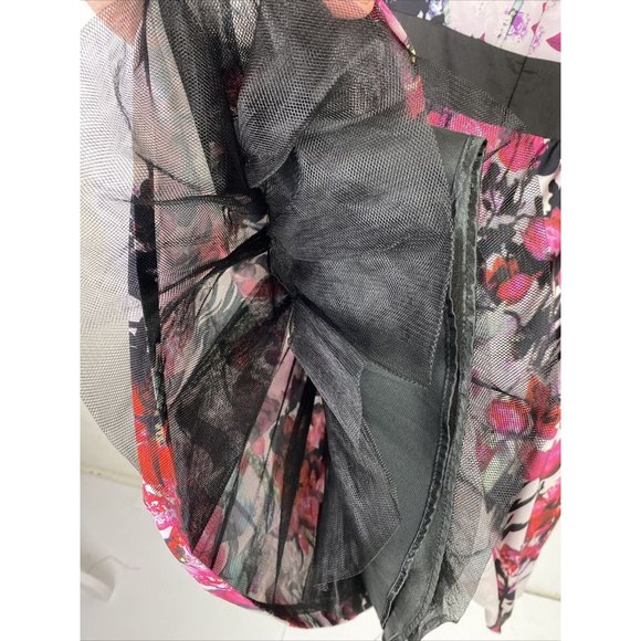 CITY CHIC Size XL 22 Fit & Flare Floral Dress Pink Red Black - Picture 7 of 7